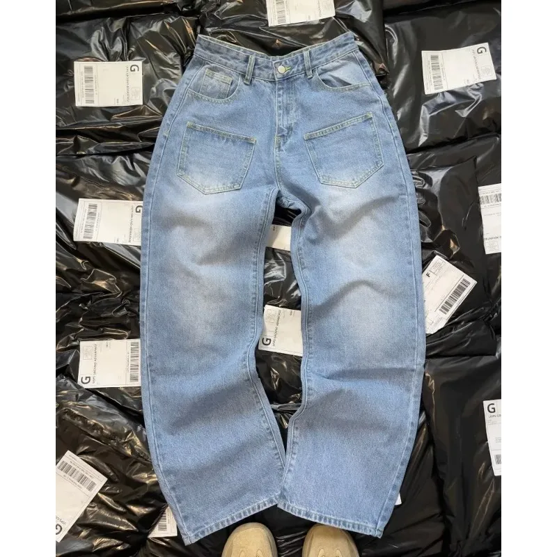 Men's Jeans Y2K Casual Baggy Pants Men Haruku Cherry Blosso Print Pattern Gothic Woen Hip Hop Streetwear Wide Leg_mkmklike.com