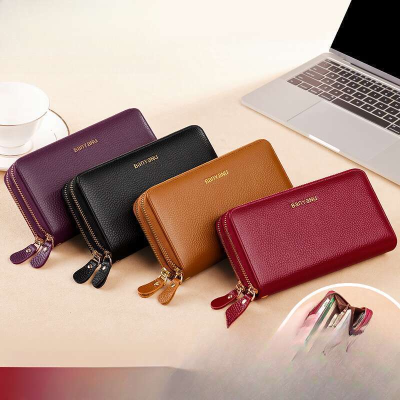 Women's Long 2024 New Fashion Large Capacity Head Layer Cowhide Wallet Double Zipper Leather Handbag_voghion.com