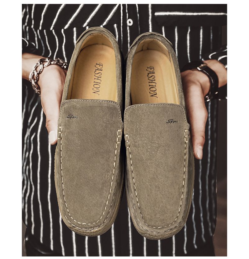 Men's Spring New British Style Lazy Kick on Lefu Trendy Driving Casual Leather Fashion Snail Shoes_voghion.com