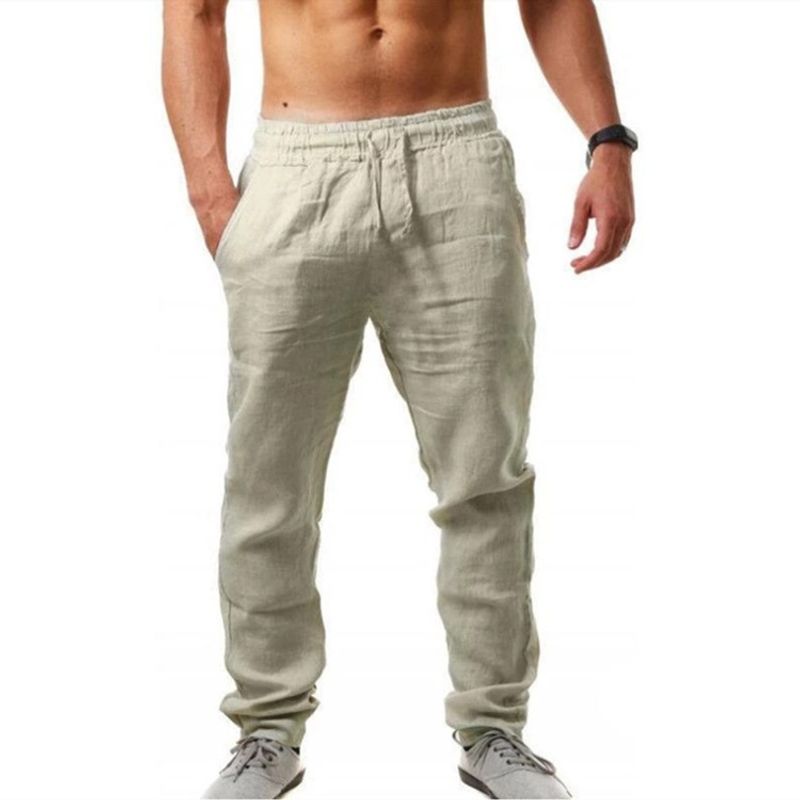 2023 Sommer Herren Hip Hop Atmungsaktive Baumwolle Hanf Lose Entspannte Sporthose_voghion.com