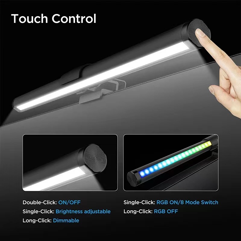 Barra de luz LED para monitor con retroiluminación RGB, control táctil, lámpara de escritorio, luces para pantalla de computadora, lámpara de monitor para el hogar, la oficina, el estudio, PC, gamer_voghion.com