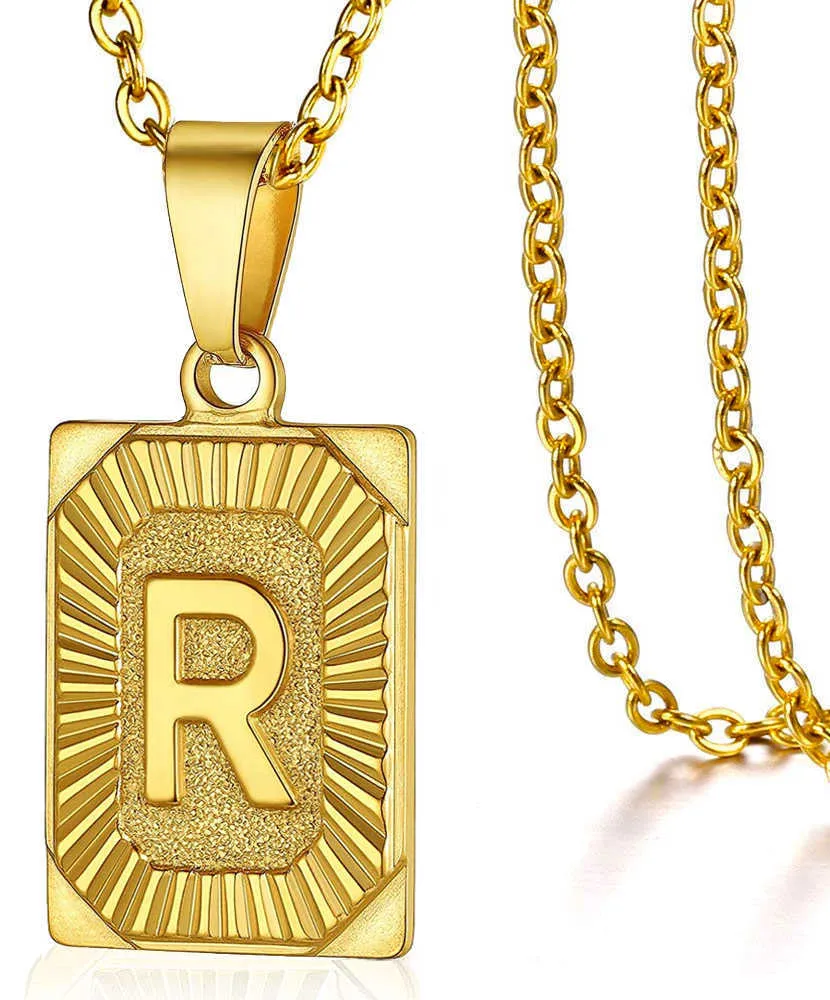 Collane Iniziali per Uomo Donna Cuban Choker Non Sbiadisce Acciaio Inossidabile 26 Lettere Color Oro Collana Pendente Gioielli_voghion.com