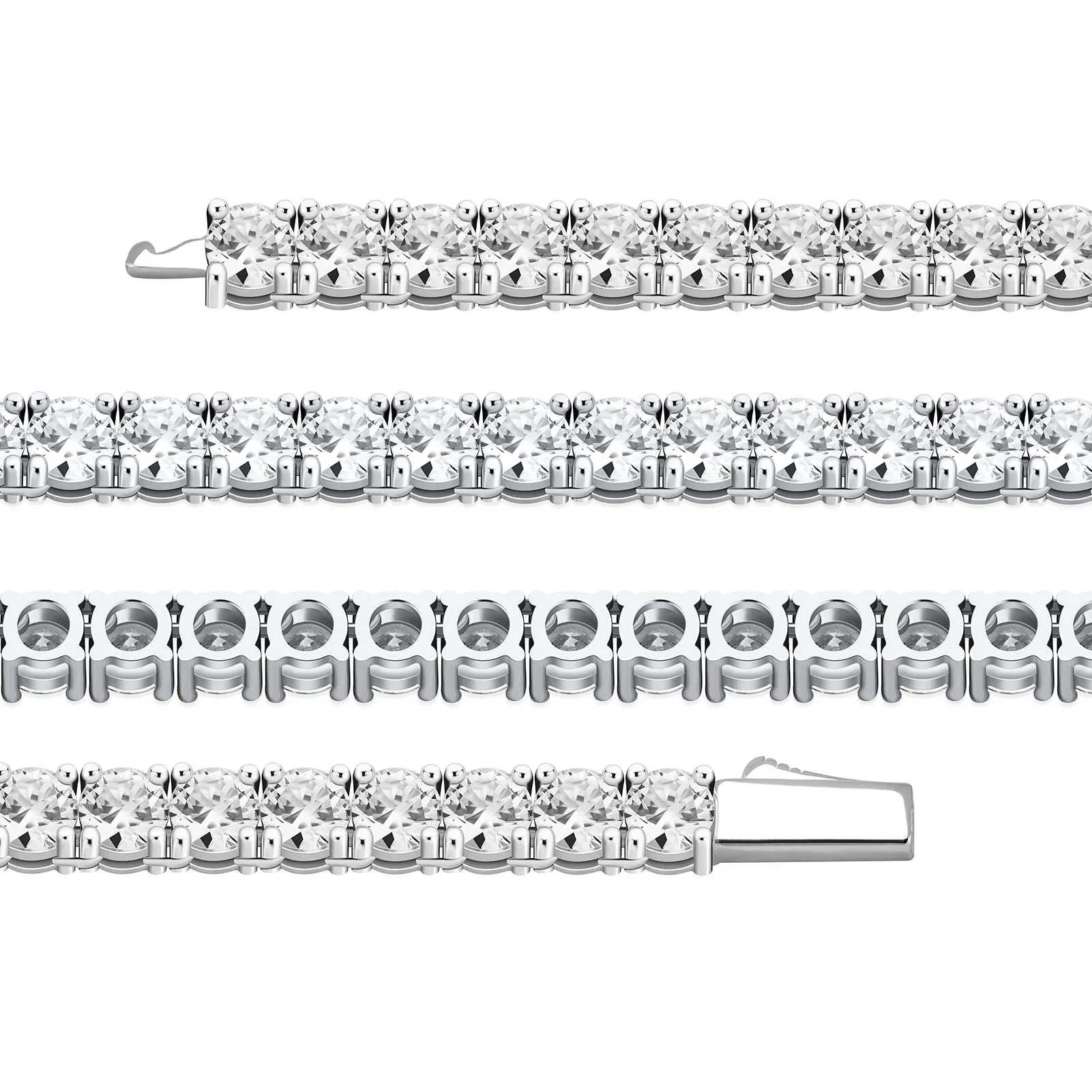 sier iced out VVS moissanite 3mm 4mm bracelet spring clasp lab diamond tennis chain necklace_voghion.com
