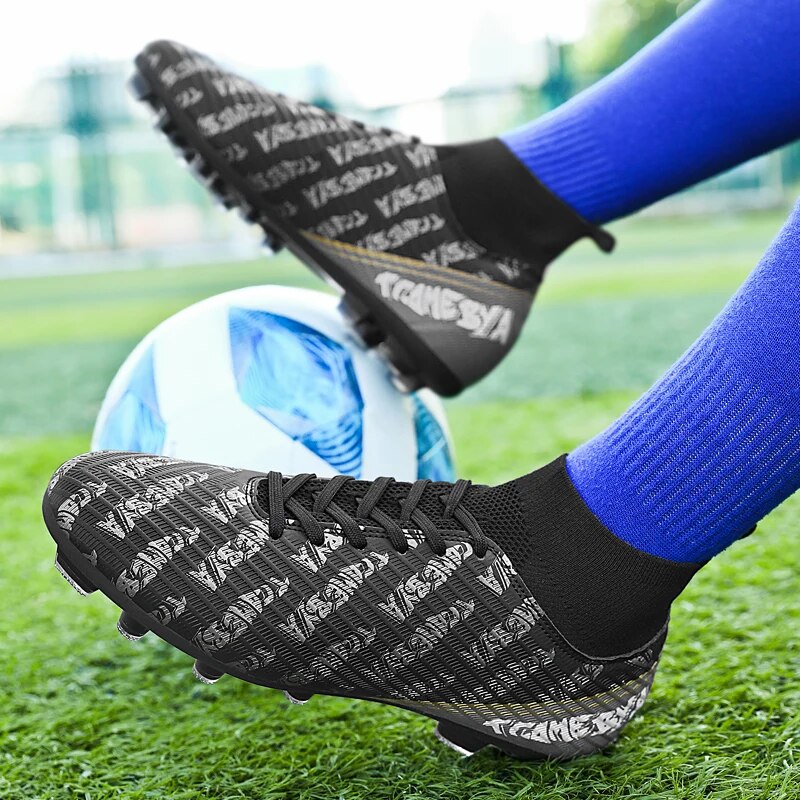 Männer Outdoor Hot Sale Ultraleicht Fussballschuhe High-Top FG/TF Professionell Laang Spikes Knöchel Unisex Komfort Fussball_voghion.com