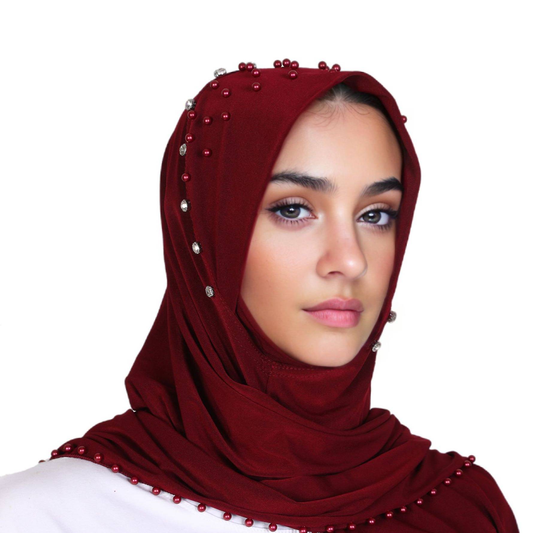Women's Scarves Tassel Handmade Headscarf With Small Brim And Rhinestones, Convenient Pullover Scarf, One Size Fashionable And Versatile Hijab_voghion.com