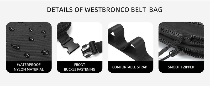 WESTBRONCO Marsupi Frauen Männer, Gürtel Tasche 4 Zipper Taschen, Mode Taille Packs, leichte Umhängetaschen mit_voghion.com