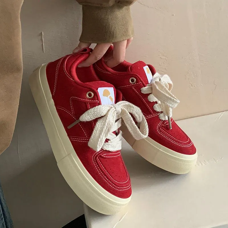 Casual Canvas Board Shoes With Thick Soles And Breathable Mesh_voghion.com
