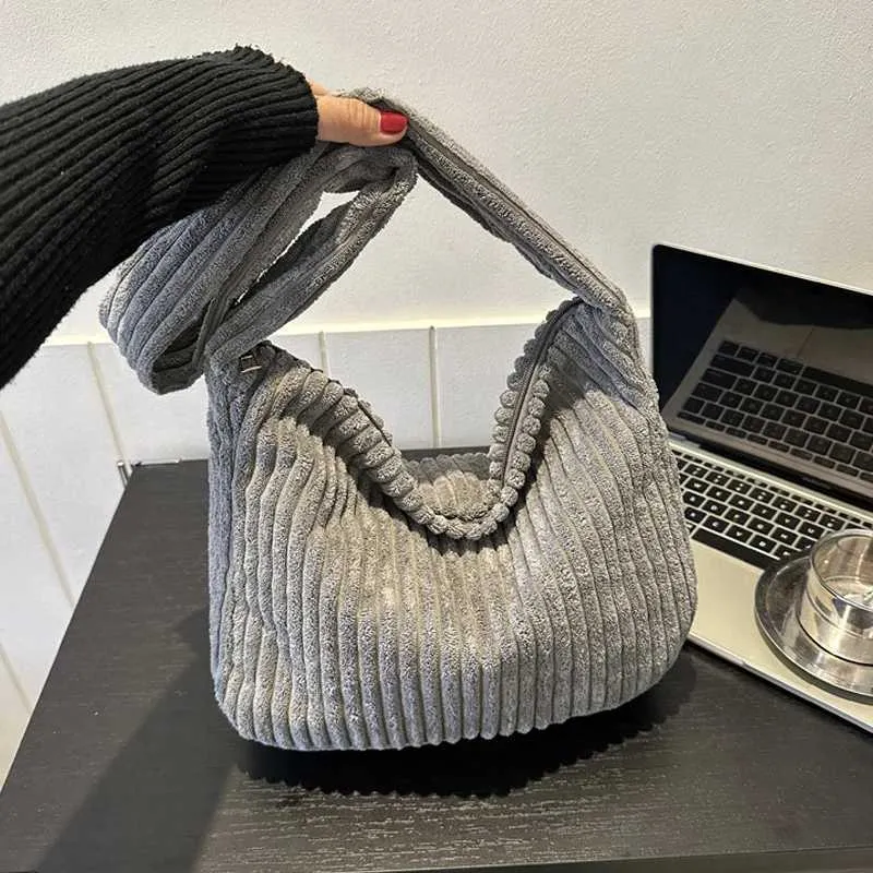 Borsa da designer Design semplice Borsa a tracolla in velluto a coste tinta unita Portafoglio e borsa a mano casual da donna_voghion.com