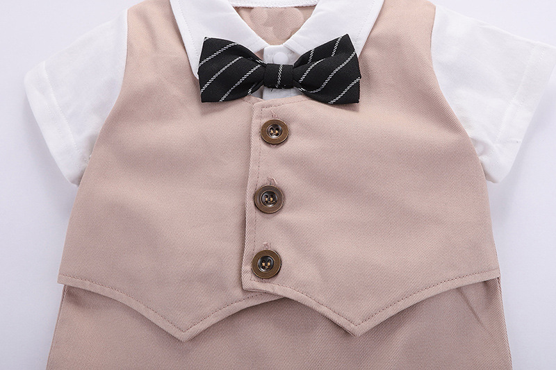 Mutter & Kinder Sommer baby kleid gentleman kleid junge kurzarm weste overall/klettern anzug + hut_voghion.com