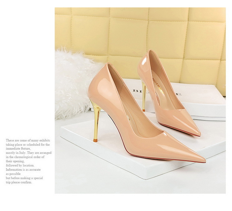 Sandalias de tacón de charol de moda, simples, de metal, súper tacón, boca baja, punta puntiaguda, brillantes, de charol, tacones altos, zapatos individuales para mujer_voghion.com