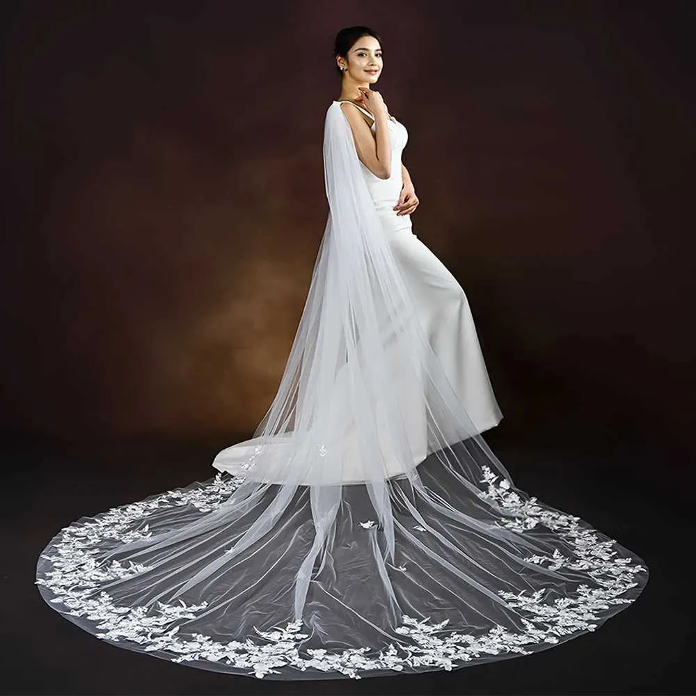 Hair Jewelry Womens Cathedral Long Bridal Cape Veil Detachable Tulle Cloak Wedding Dresses Shawl Event Decoration VPG17_voghion.com