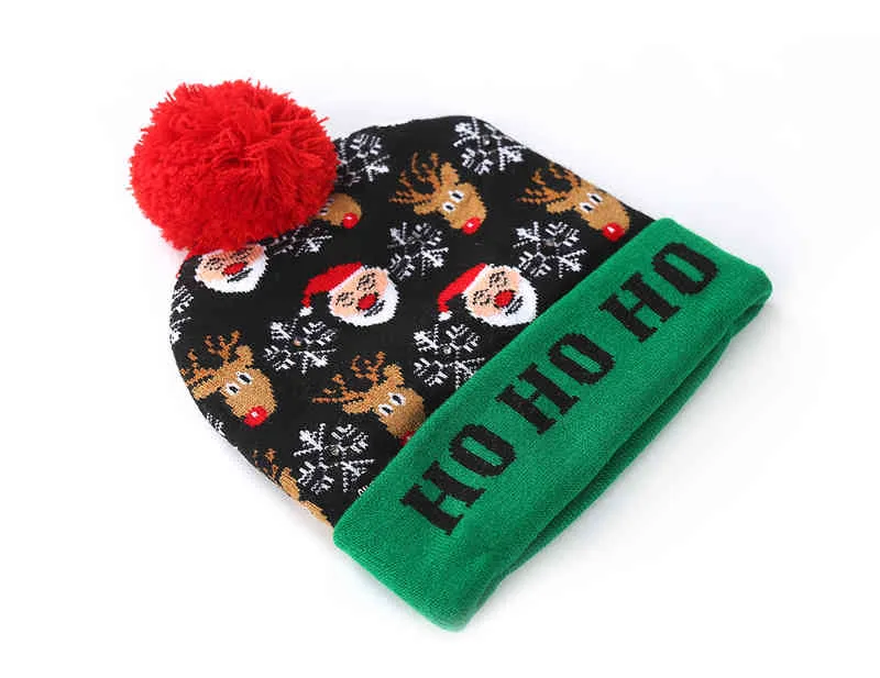 hats Scarves Sets Ball Caps Led Knitted Beanie Light Up Illuminate Warm Hat For Kid Adults Year Christmas Decoration_voghion.com
