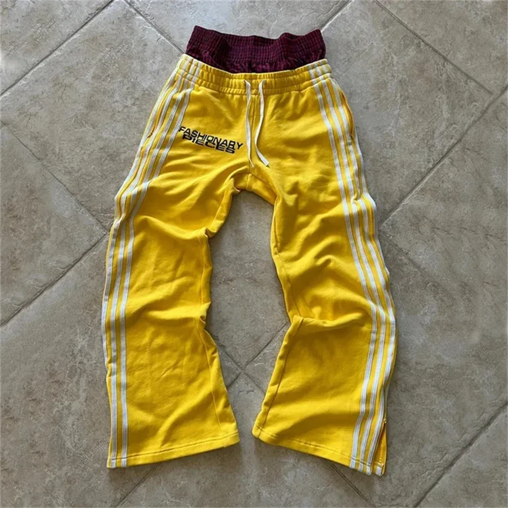 Férfi nadrág Férfi Y2K divat Egyszerű Csíkos Alkalmi Férfiaknak Retro Haruku Hip Hop Melegítőnadrág Laza Egyenes Magas Derekú_voghion.com