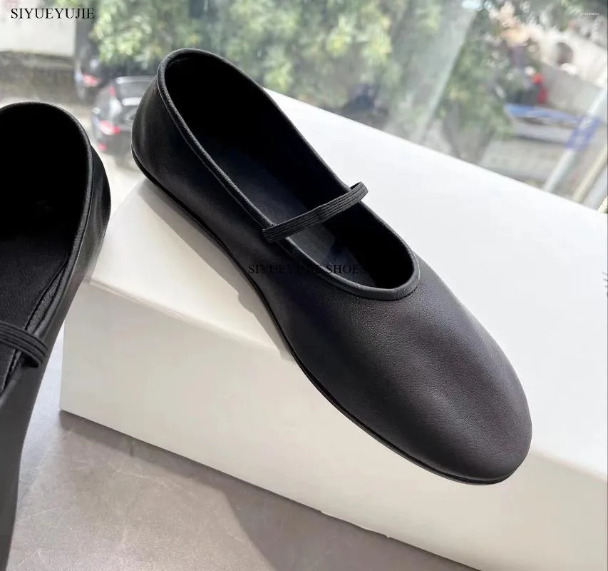 Casual Schuhe Marke Echtes Leder Echte Ballerinas Frauen Schwarz Chic Gummiband Mary Jane BALLERINA Hohe Qualität_voghion.com