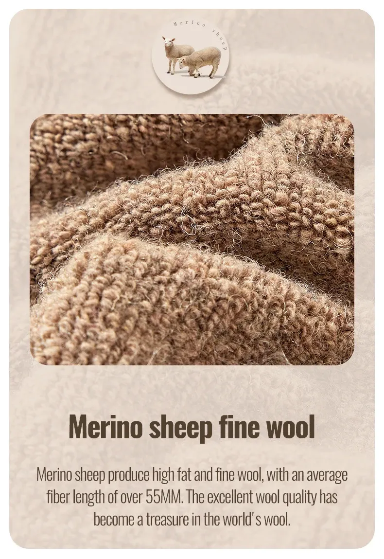 MiiOW Merino Wool Mens Inverno Spessi Freddi Resistenti Cashmere Lunghi Stivali da Neve Retro Marrone Calzini Asciugamano Caldi 241206_voghion.com