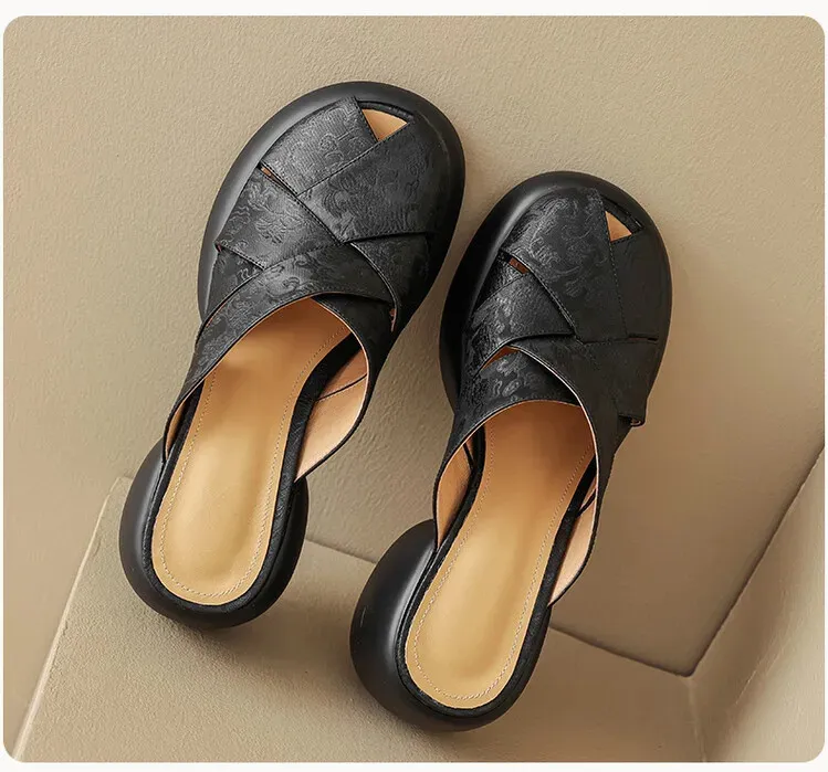Women's Mules Sandals Casual Low Heels Comfortable Summer Slides_voghion.com