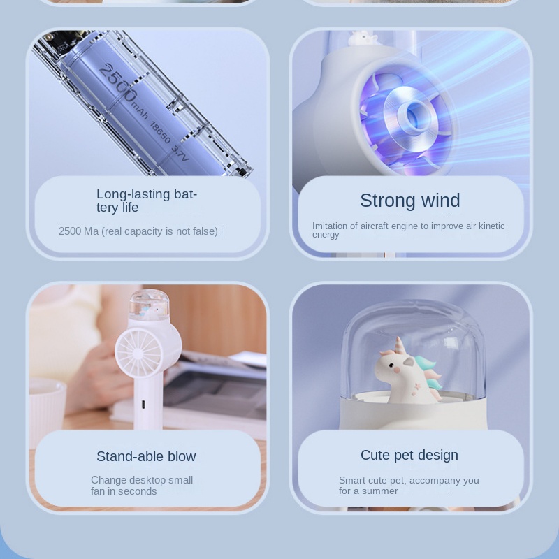 2500mAh Mini-Ventilator Tragbarer Wassersprühnebel-Ventilator Luftbefeuchter Elektrischer wiederaufladbarer USB-Luftkühlungsventilator Handventilator für den Außenbereich_voghion.com