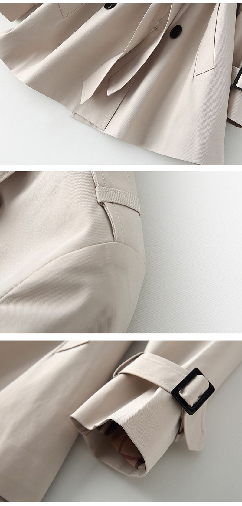 Women's Clothing 2023 autumn new style fashionable temperament double-breasted waist lapel short windbreaker jacket 3018_voghion.com