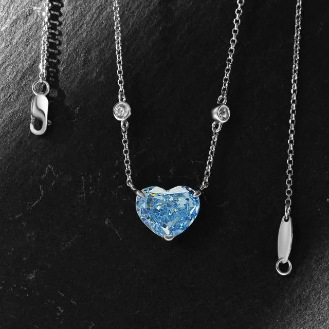 Heart Pendant Necklace With Crystal Birthstone In Sterling Silver_voghion.com