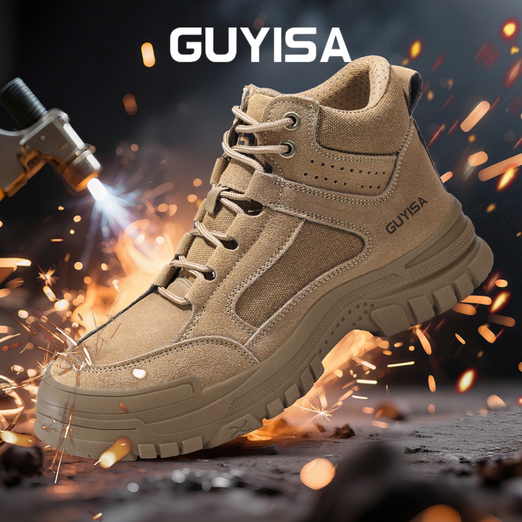 GUYISA Safety Shoes Men Welder Shoes Safety Boot Steel Toe Cap Anti Smashing Anti Stabbing CN36-46 3115F_voghion.com