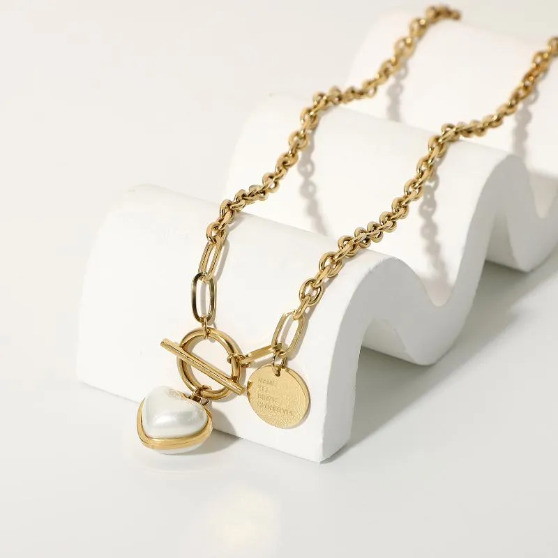 Pendant Necklaces Stock Fashion Pearl Heart Charm Necklace Chain Korean Ins Mother Of Gold Stainless Steel Jewerly For_voghion.com