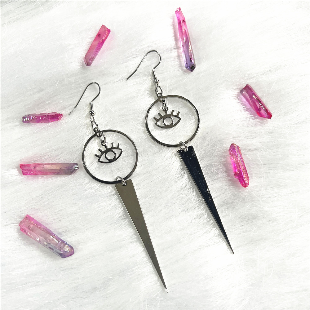 Bijoux et accessoires Boucles d'oreilles pendantes en forme de cône et de mauvais œil Bijoux de vacances géométriques minimalistes_voghion.com