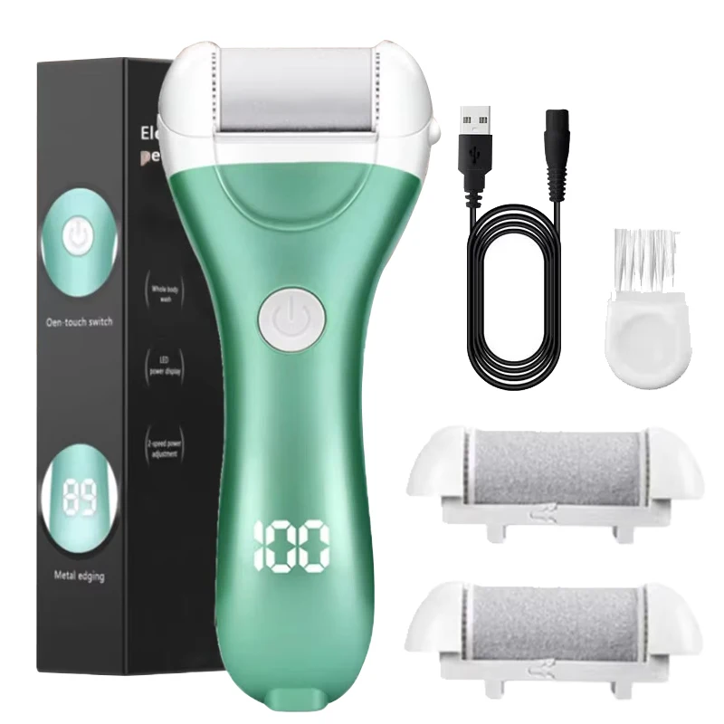 Lime électrique portable à aspiration par aspiration pour les pieds, outil de pédicure, dissolvant de callosités, ponceuse pour les pieds, verte, lot de 2_voghion.com