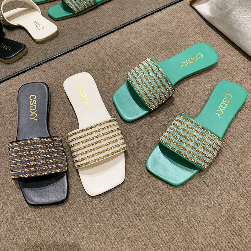 Pantoufles décontractées à bout ouvert et à tête carrée pour femmes, nouvelle collection été 2023_voghion.com