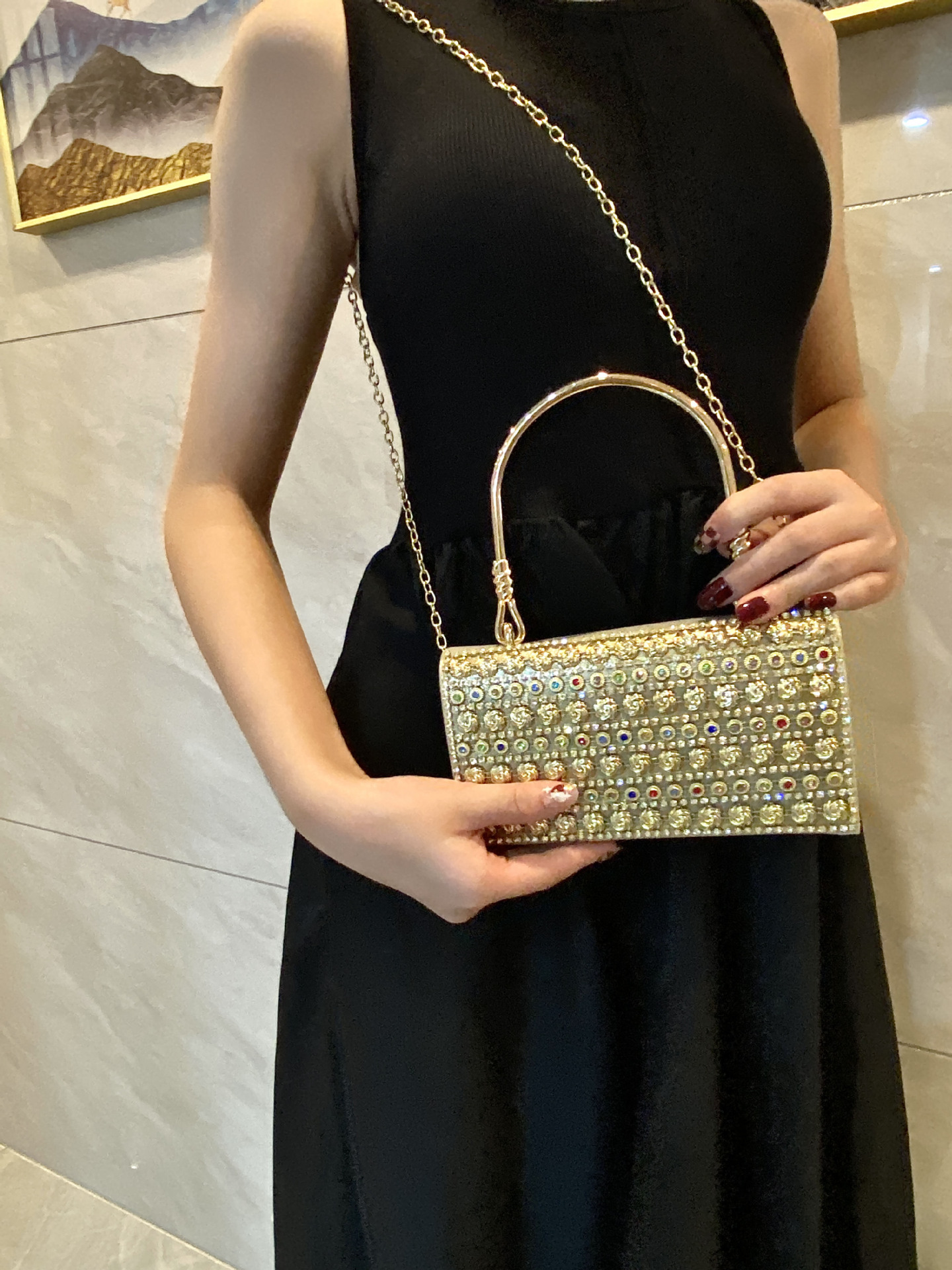 Nuova borsa per abito da sera con borsa per banchetto nuziale, barra di diamante fatta a mano_voghion.com