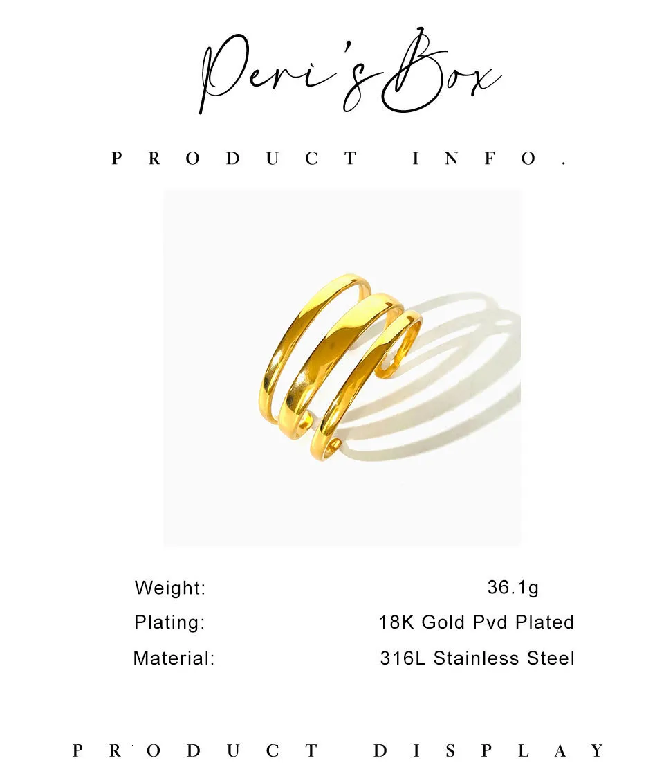 Pulsera minimalista de acero inoxidable chapado en oro macizo PVD de tres capas sin deslustre Perisbox_voghion.com