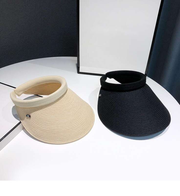 Women's Straw Visor Sun Hat For Beach Uv Protection Summer_voghion.com