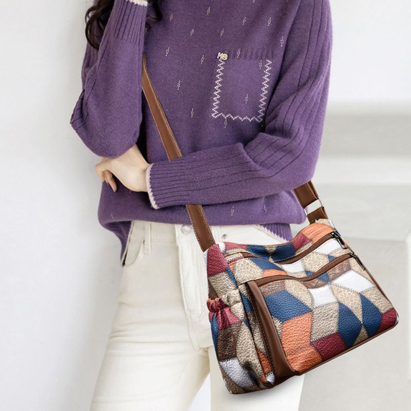 Borsa a tracolla da donna in pelle PU di lusso con tasche da donna di alta qualità, patchwork, stile nazionale, borsa a tracolla per donna_voghion.com