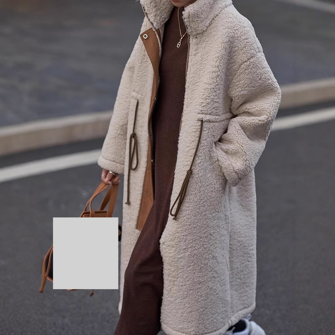 Women's Clothing autumn and winter ins style lamb wool coat women's thick Korean version of the middle and long cotton coat women