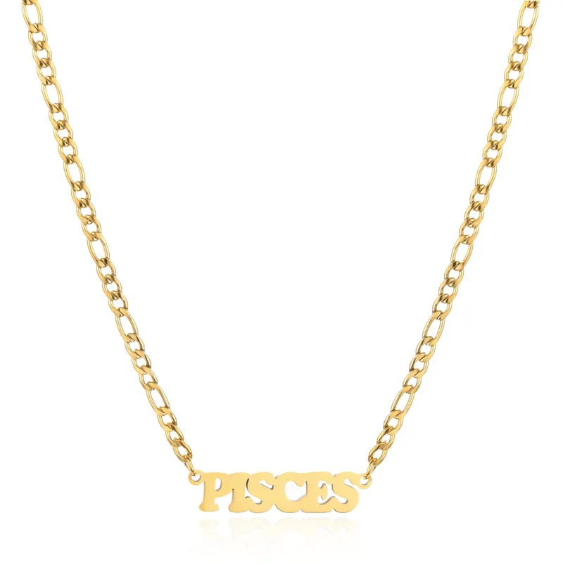 Collier pendentif en acier inoxydable Twee 12 constellations collier lettre ras du cou pour femmes hommes bijoux de cou usine_voghion.com