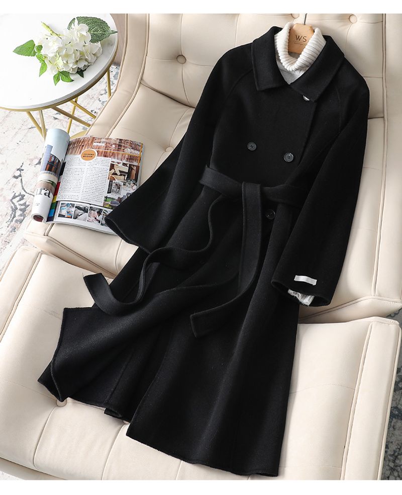Women's Clothing large size slim women's medium and long new Korean woolen coat double faced cashmere_voghion.com