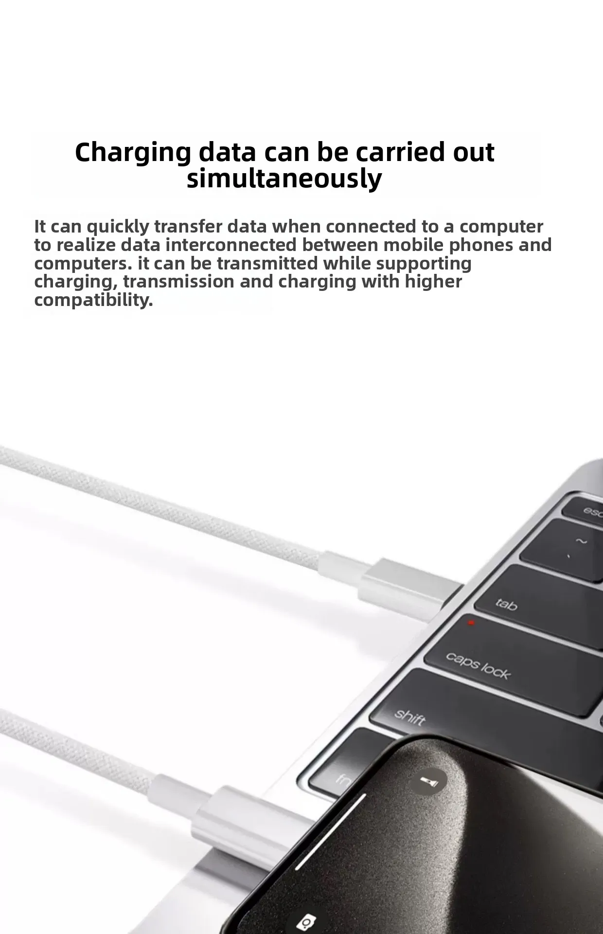 Cavo dati di ricarica rapida USB-C a tipo C PD 30 W, 500 pezzi da 1 m, 1,5 m, 2 m, cavo di ricarica intrecciato in TPE per iPhone 16, 15, Samsung_voghion.com
