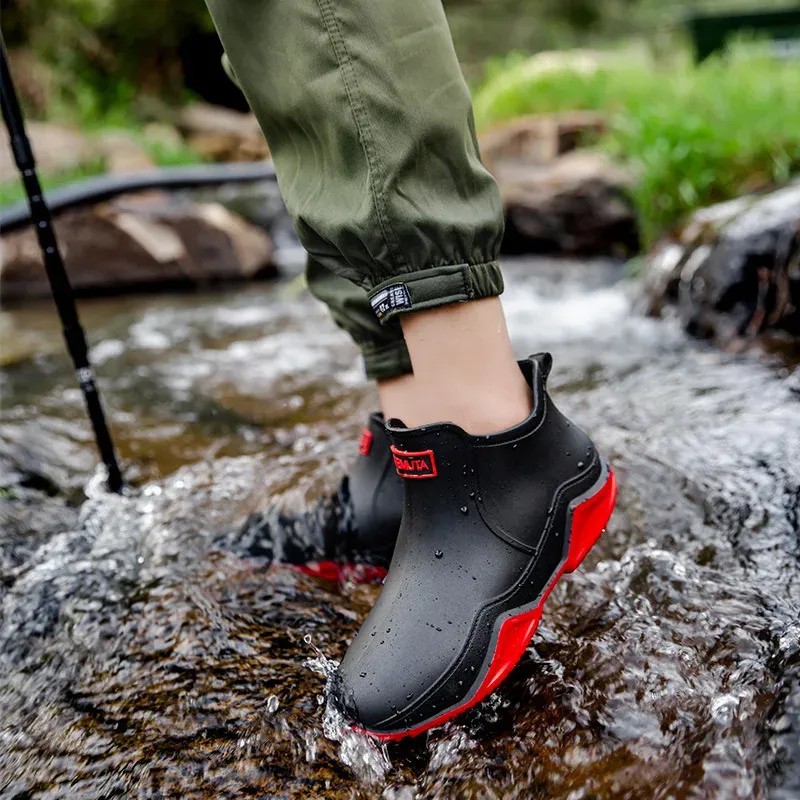 Modni pari, zunanji deževni moški visoki pohodniški ribolovni vodni nedrseči kuharski delovni gležnjarji, vodoodporni čevlji 240621_voghion.com