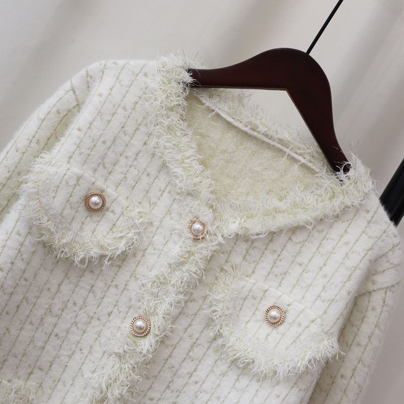 Damenbekleidung Nerzfleece-Pulloverjacke Herbst Winter lockerer kleiner Duftstil weich und klebrig Temperament_voghion.com
