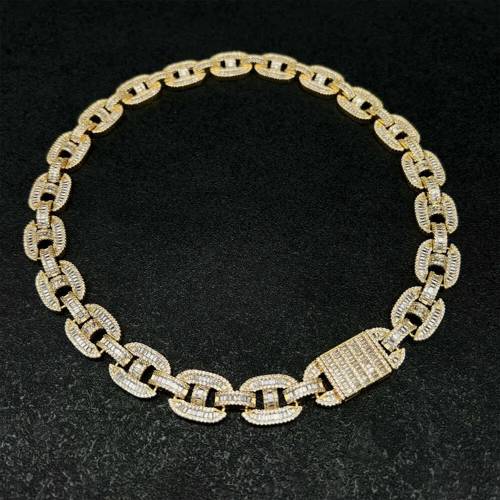 Collana di gioielli hip-hop in argento sterling Sier con catena a maglie cubane in moissanite ghiacciata per rapper_voghion.com