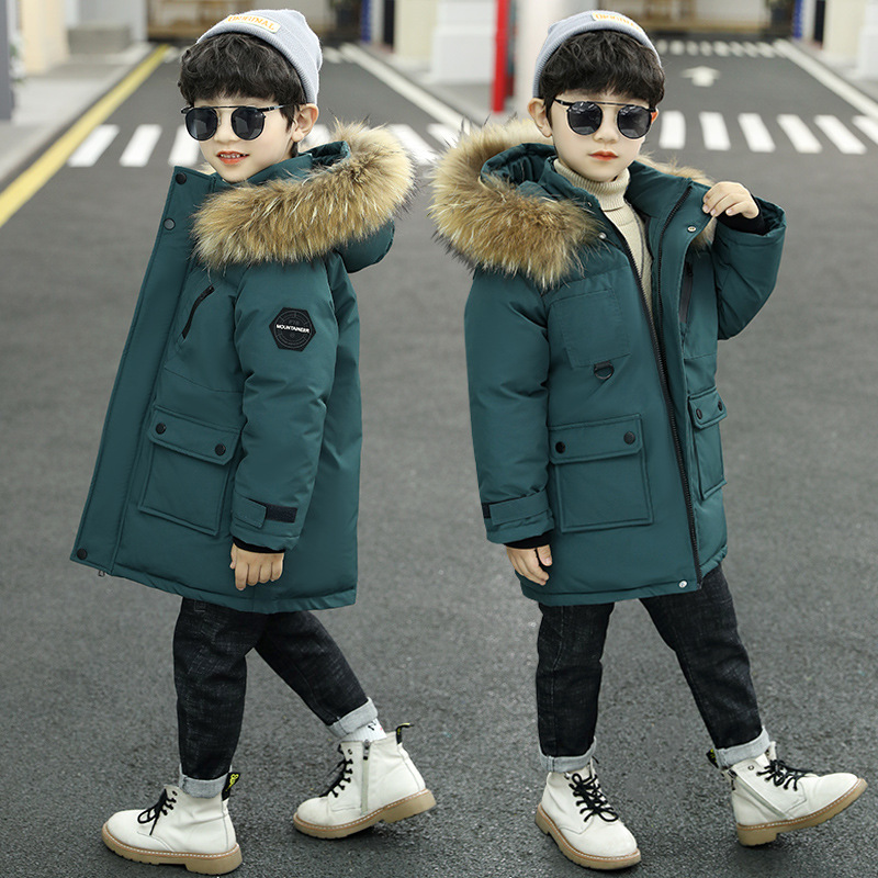 Kid's Clothing 2024 New Boys' Jackets Autumn And Winter Children's Down Cotton Jackets Plus Velvet And Thickened Fashionable Cotton Jackets