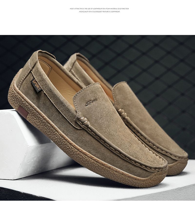 Men's Spring New British Style Lazy Kick on Lefu Trendy Driving Casual Leather Fashion Snail Shoes_voghion.com