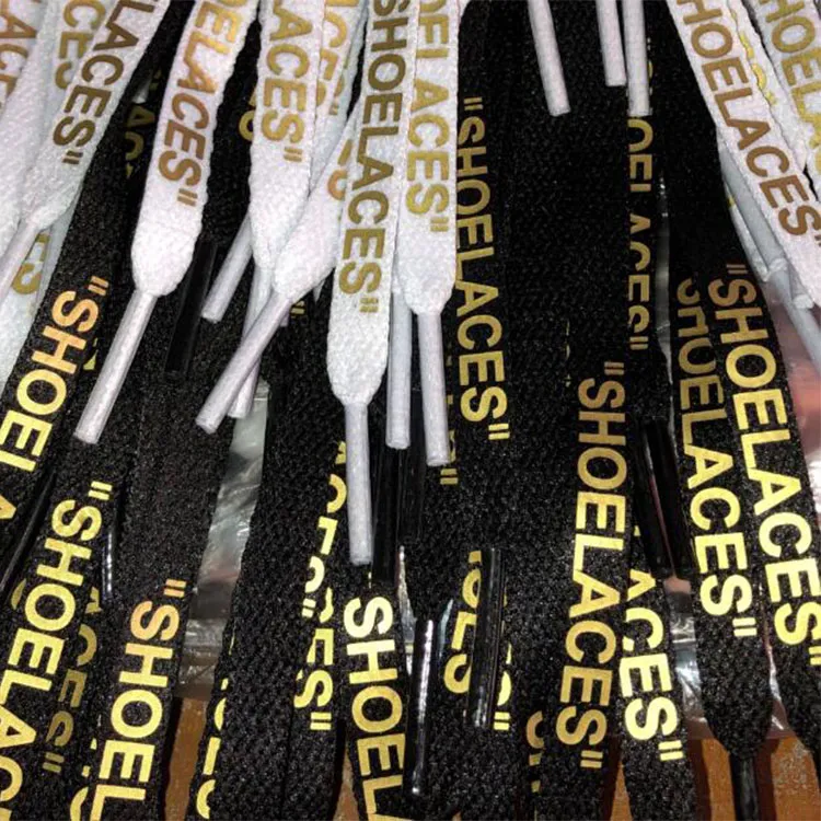 Parti di scarpe Accessori Nuovo Colorfuls Lacci Lettere piatte 8Mm Lacci per scarpe stampati su entrambi i lati Serie di lacci per scarpe neri e bianchi_voghion.com