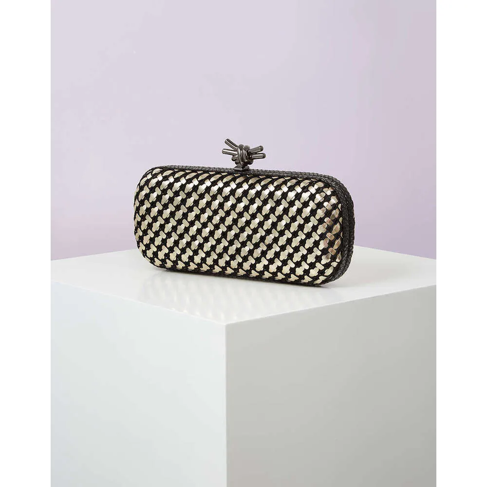 Gold Evening Clutch Bag For Women Leather And Bright E Woven Purse Elegant Ladies Metal Knot Party Handbag Bolsas_voghion.com