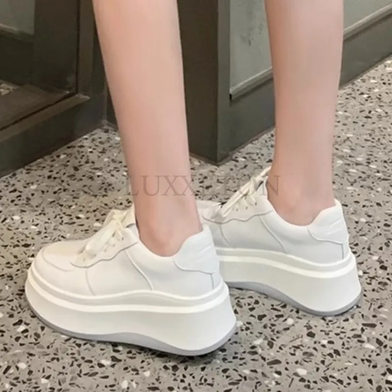 Round Toe Thick Sole Small White Shoes With Mesh For Breathability Comfort Anti Slip Wear Resistant Casual Versatile_voghion.com