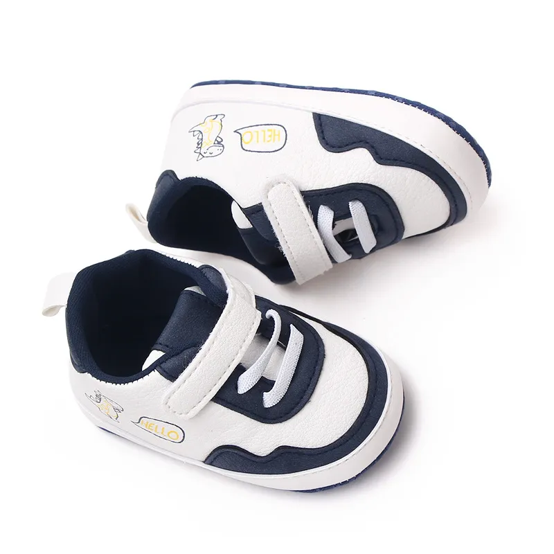Baskets de sport pour nouveau-nés garçons et filles, imprimé lettres de dessin animé, premiers pas pour bébés, pieds mignons, antidérapants, pré-marcheurs_voghion.com