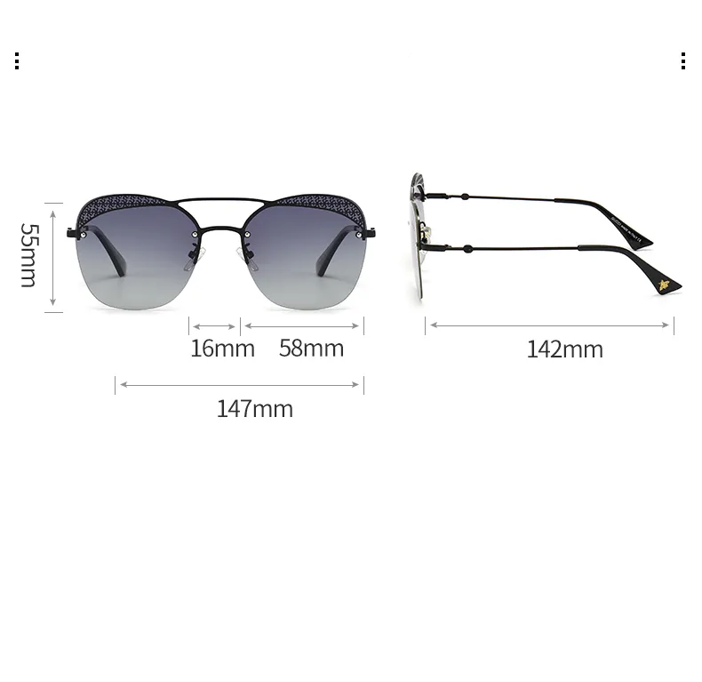 Brand Designer Sunglasses Little Bee Fashion New Metal Large Frame Sunglasses Retro Men And Women High-end Glasses UV400_voghion.com