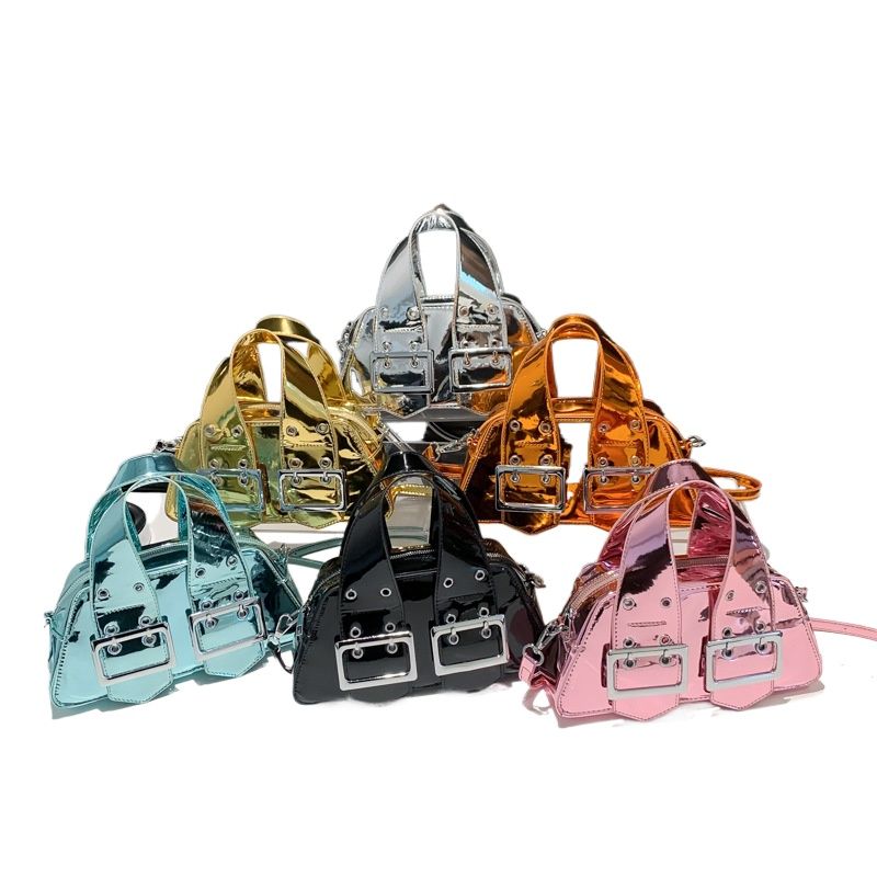 Damen 2024 Neue supermodische tragbare kleine quadratische Tasche Koreanische Ausgabe glänzende Premium strukturierte_voghion.com