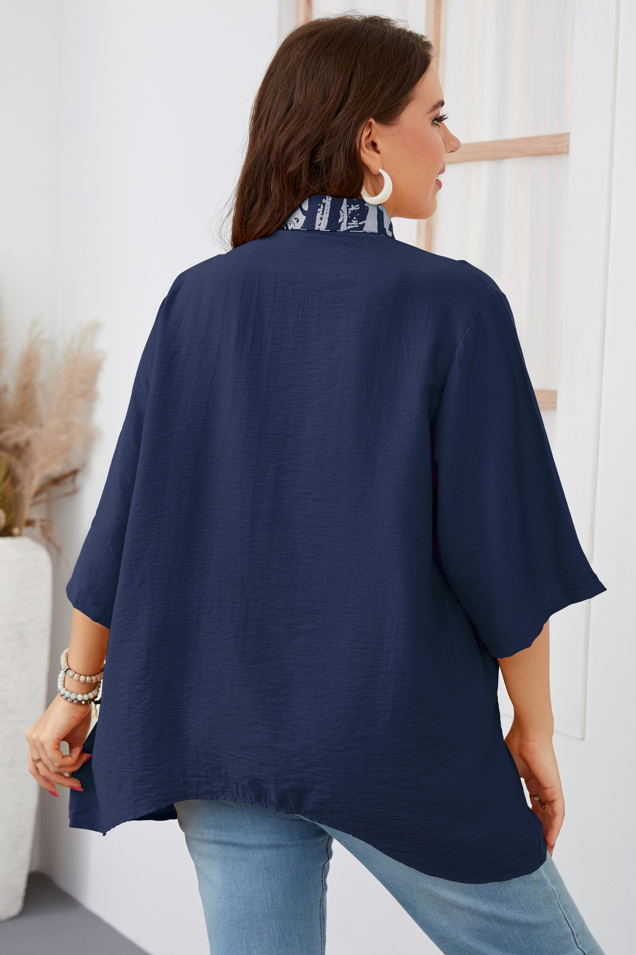 Women's loose irregular large size shirt fat girl fashion tops_voghion.com