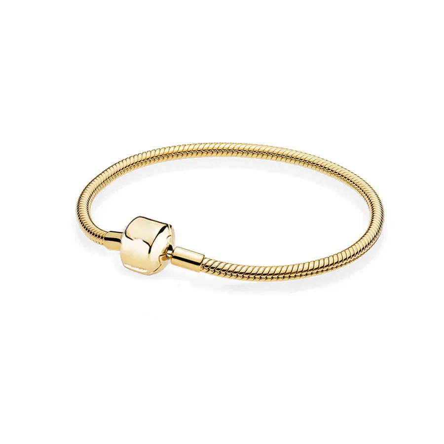 Fine jewelry Authentic Sterg Sier Bead Fit Charm Bracelets Buckle Classic Bracelet Simple Safety Chain Pendant DIY beads_voghion.com