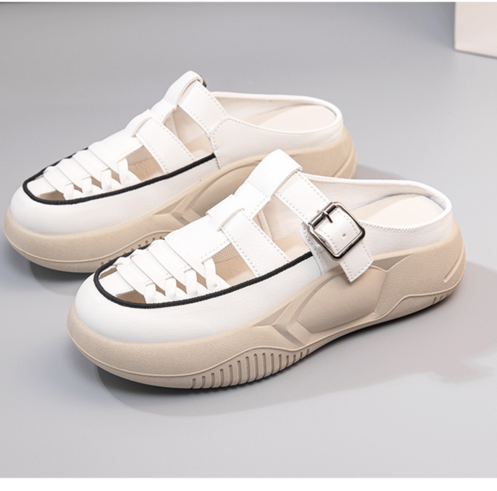 hollow half trailer women's  trend casual breathable thick sole wear-resistant and increased versatile_voghion.com